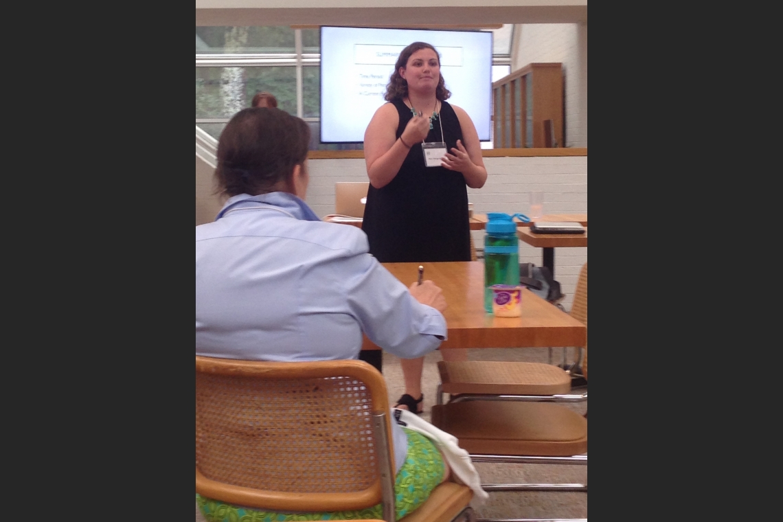 Mary Margaret Mills presents her lesson at the NHC Triangle Internship Program showcase